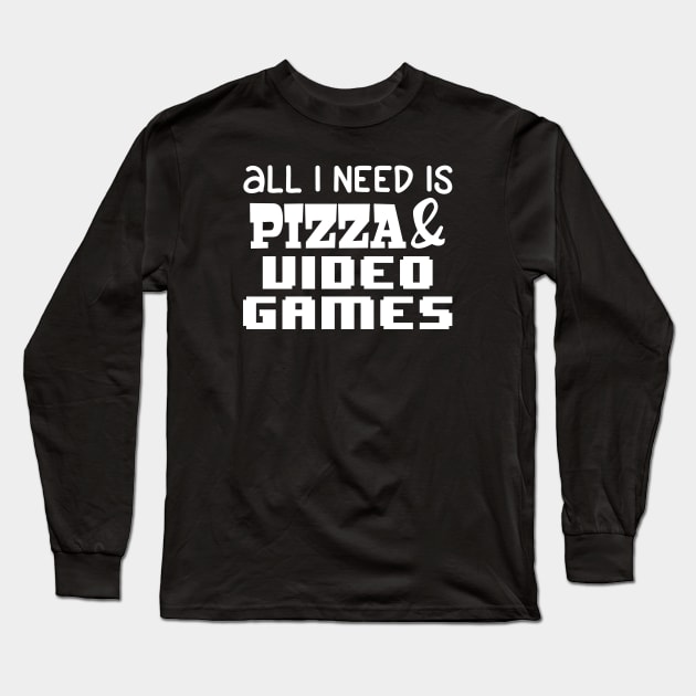 Pizza and Video Games Long Sleeve T-Shirt by machmigo